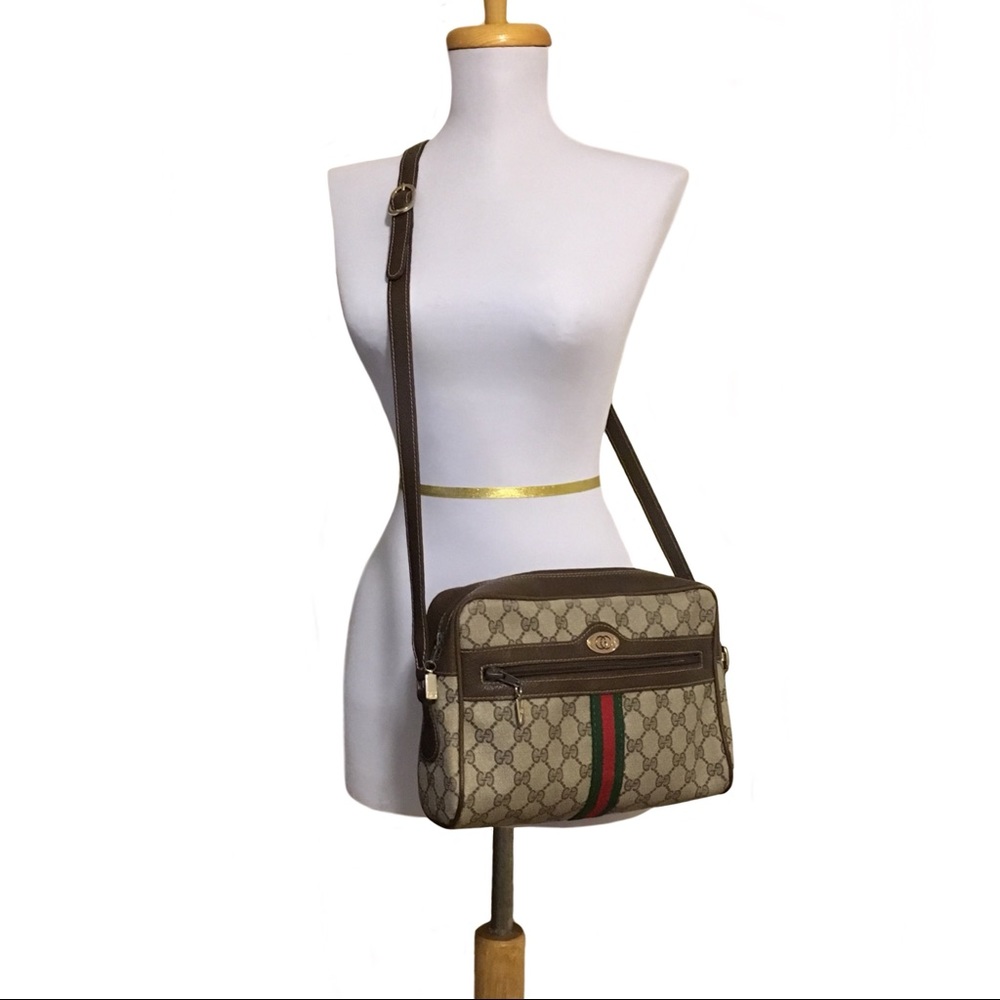 Vintage Gucci Monogram Web Crossbody Lg Camera Bag